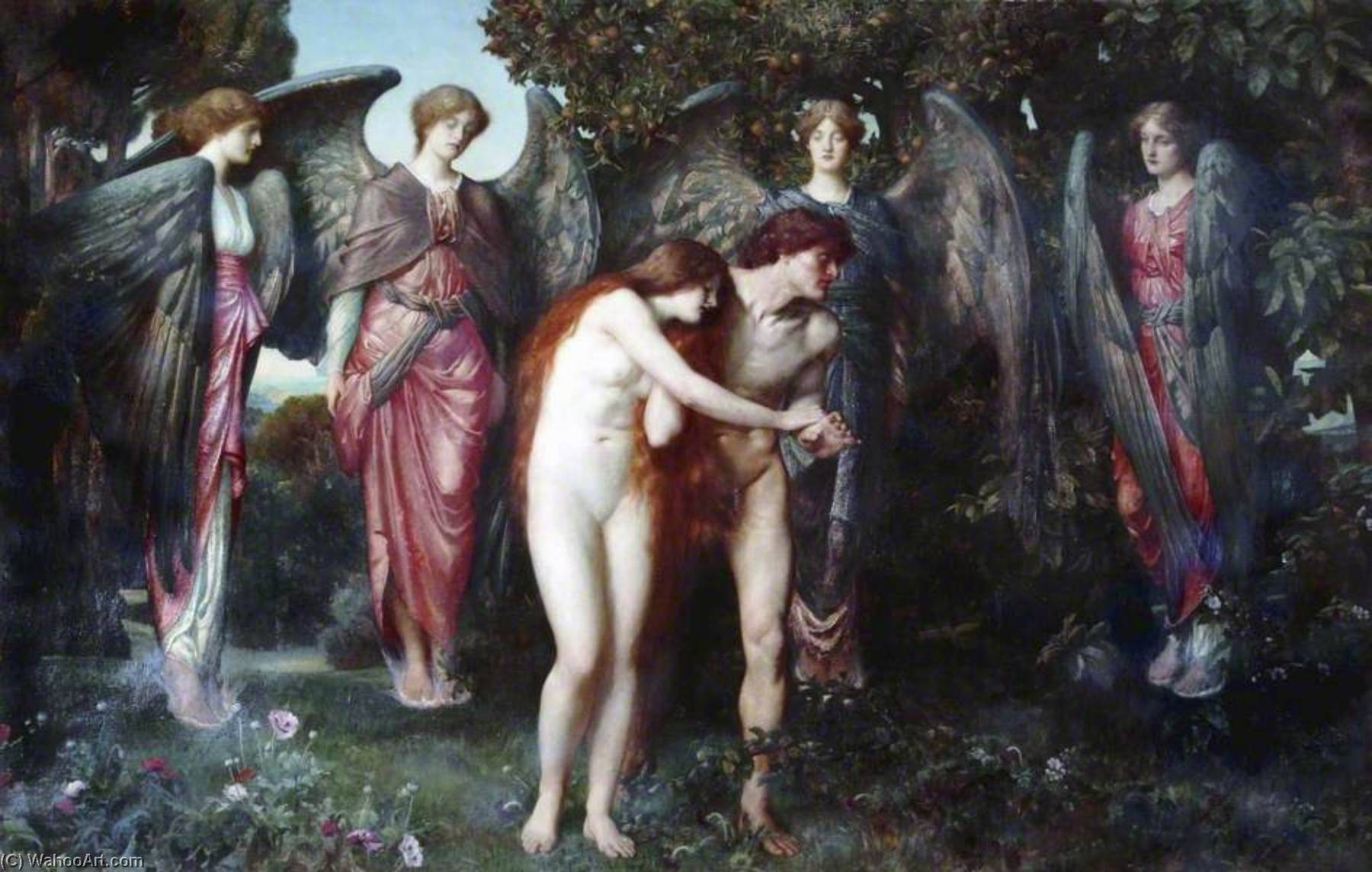 Wikioo.org - The Encyclopedia of Fine Arts - Painting, Artwork by Arthur Trevethin Nowell - The Expulsion of Adam and Eve