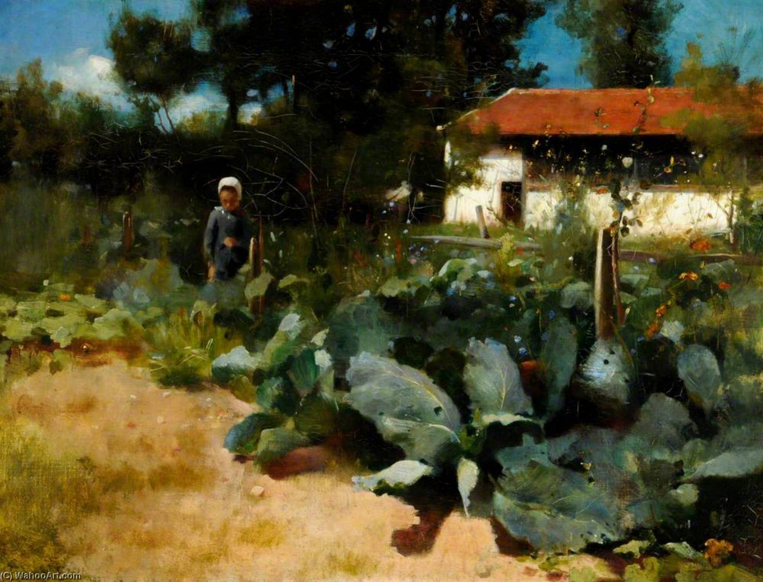 Wikioo.org - The Encyclopedia of Fine Arts - Painting, Artwork by William Edward Stott - A French Kitchen Garden