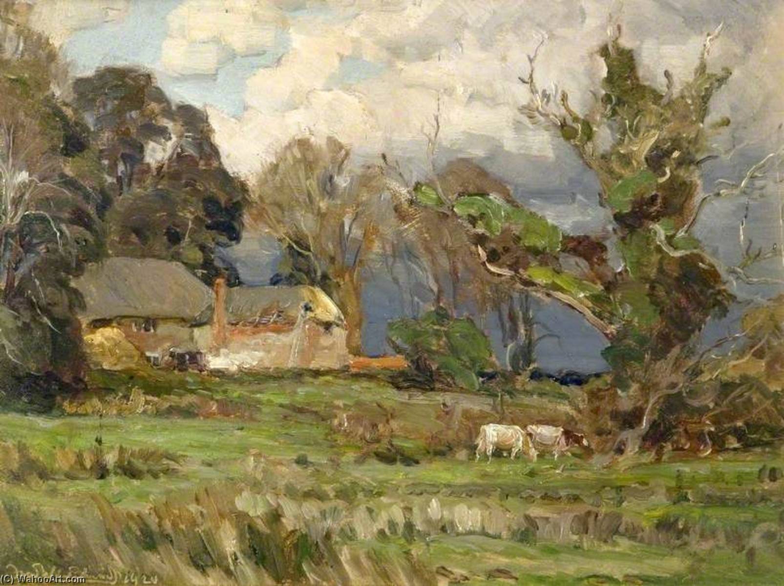 Wikioo.org - The Encyclopedia of Fine Arts - Painting, Artwork by Frederick William Newton Whitehead - Cottage in Landscape