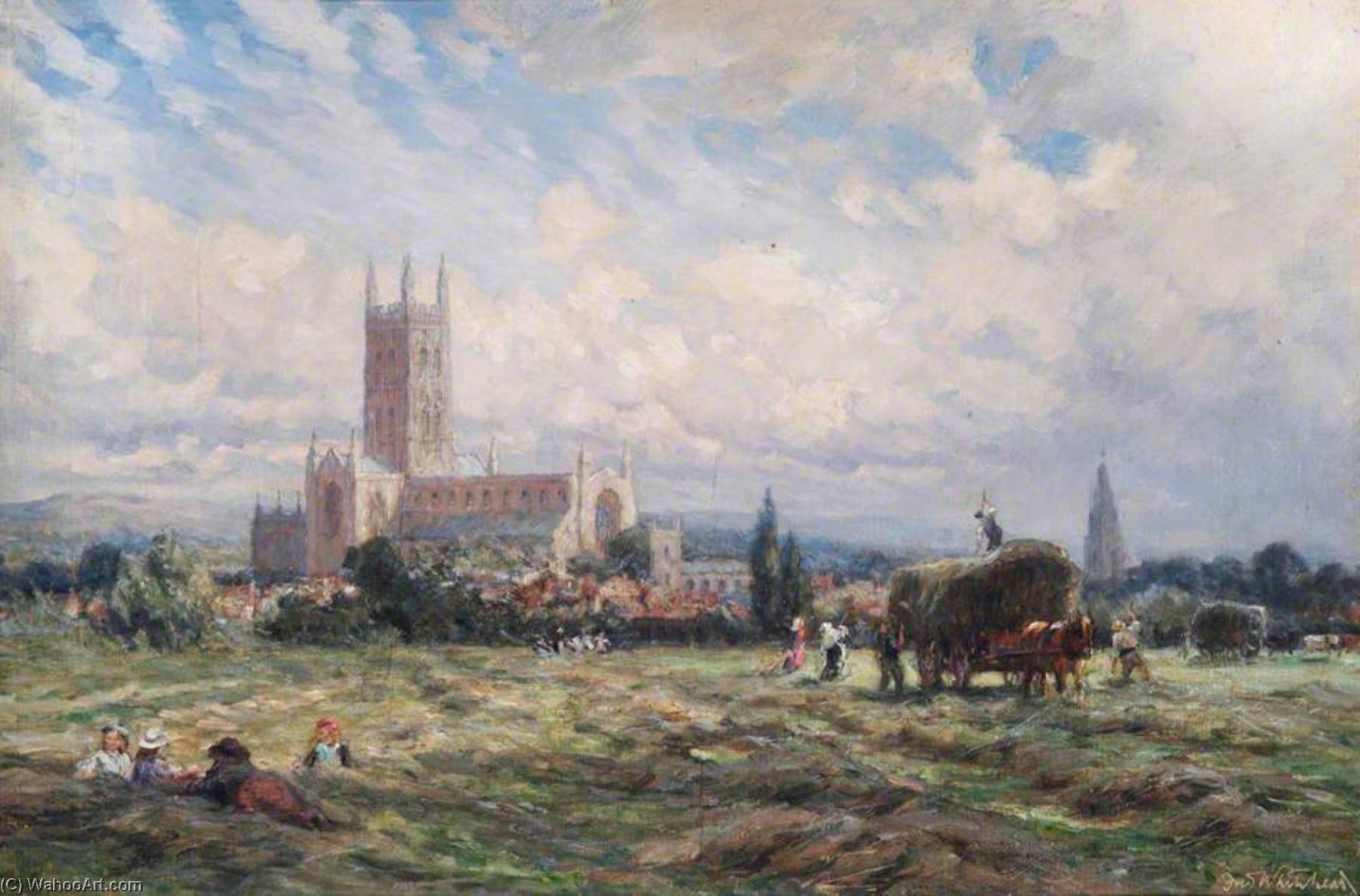 Wikioo.org - The Encyclopedia of Fine Arts - Painting, Artwork by Frederick William Newton Whitehead - Gloucester Cathedral