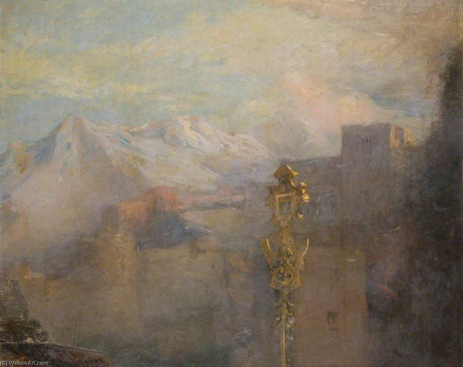 Wikioo.org - The Encyclopedia of Fine Arts - Painting, Artwork by Douglas Strachan - Mace and Mountains (detail)