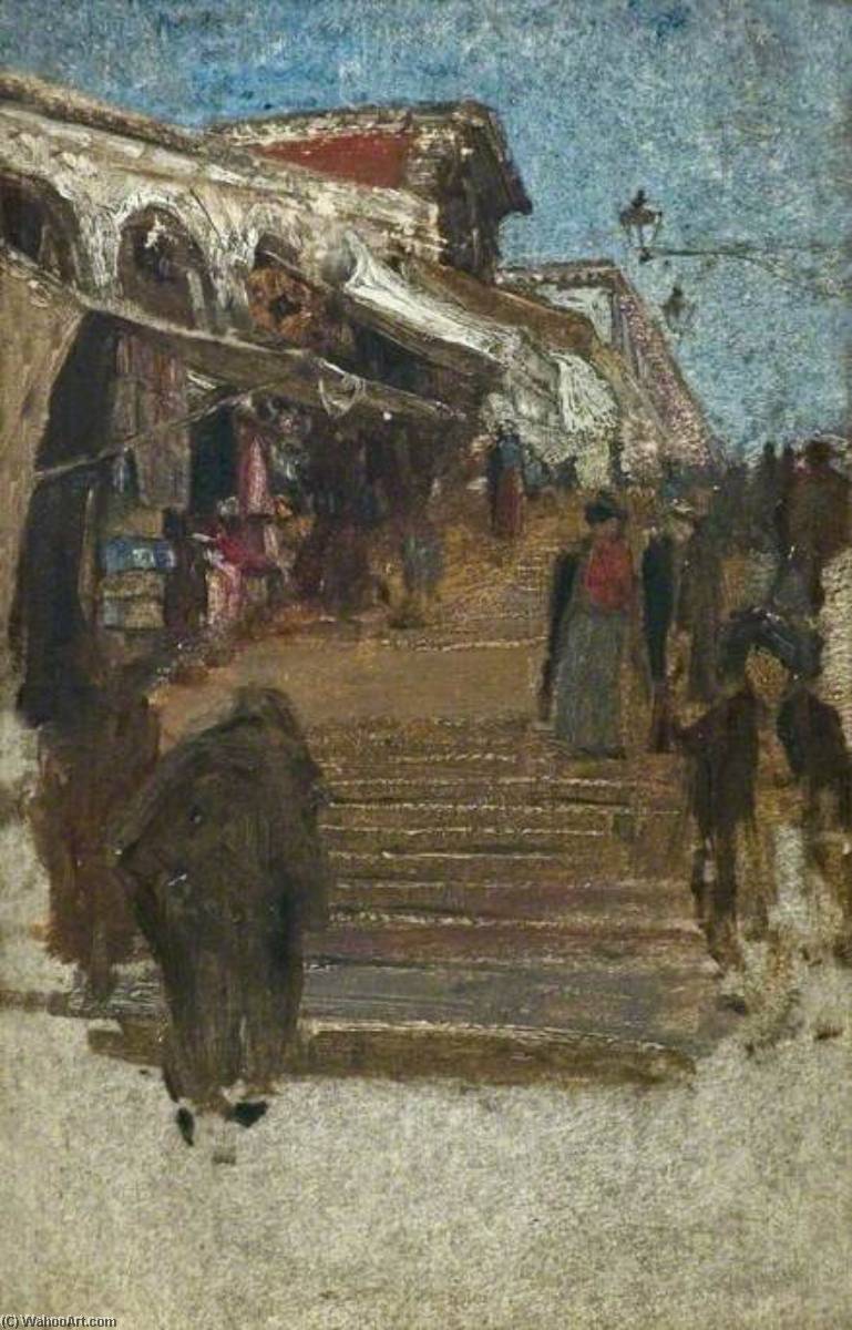 Wikioo.org - The Encyclopedia of Fine Arts - Painting, Artwork by Joseph Syddall - Stepped Street with Figure
