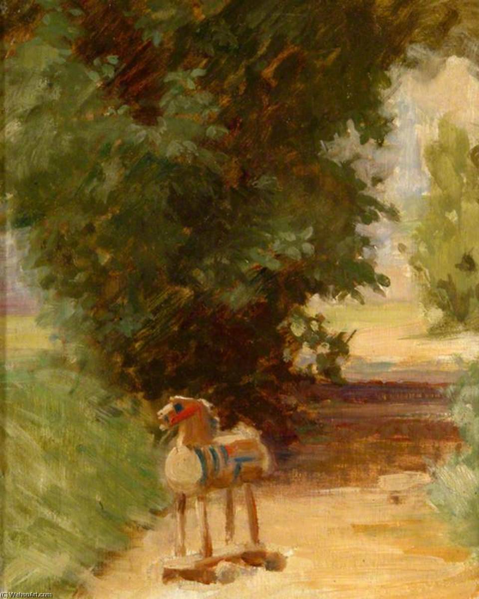 Wikioo.org - The Encyclopedia of Fine Arts - Painting, Artwork by Percy Harland Fisher - Dobbin on the Path (The Wooden Horse)