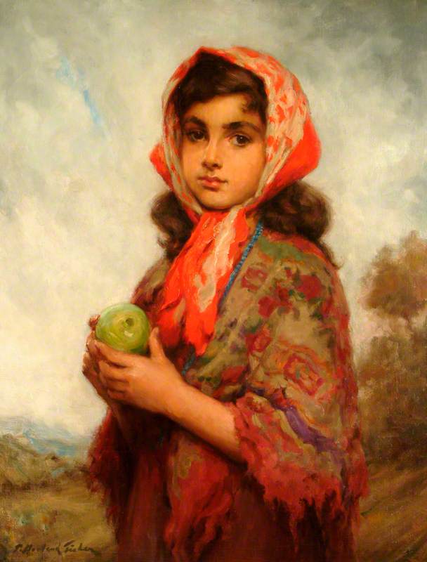 Wikioo.org - The Encyclopedia of Fine Arts - Painting, Artwork by Percy Harland Fisher - Temptation (The Gypsy Girl)