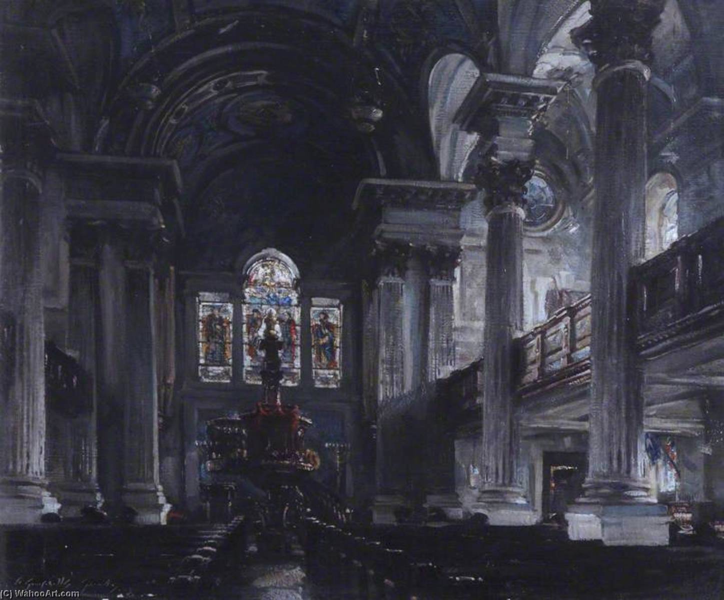 Wikioo.org - The Encyclopedia of Fine Arts - Painting, Artwork by William Somerville Shanks - Interior of St Andrews Parish Church, Glasgow
