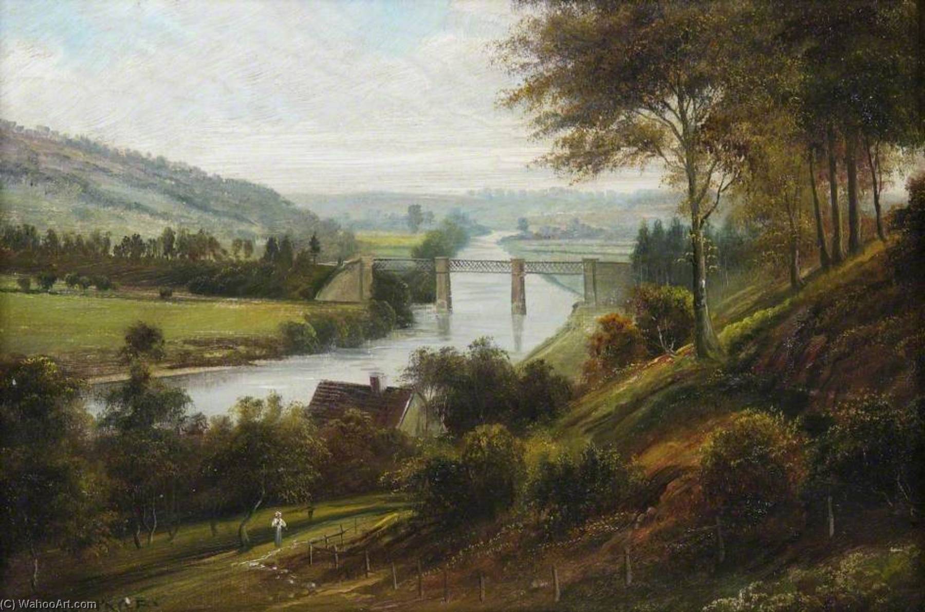 Wikioo.org - The Encyclopedia of Fine Arts - Painting, Artwork by George Willis Pryce - Dowles Bridge, Bewdley, Worcestershire, and the Severn