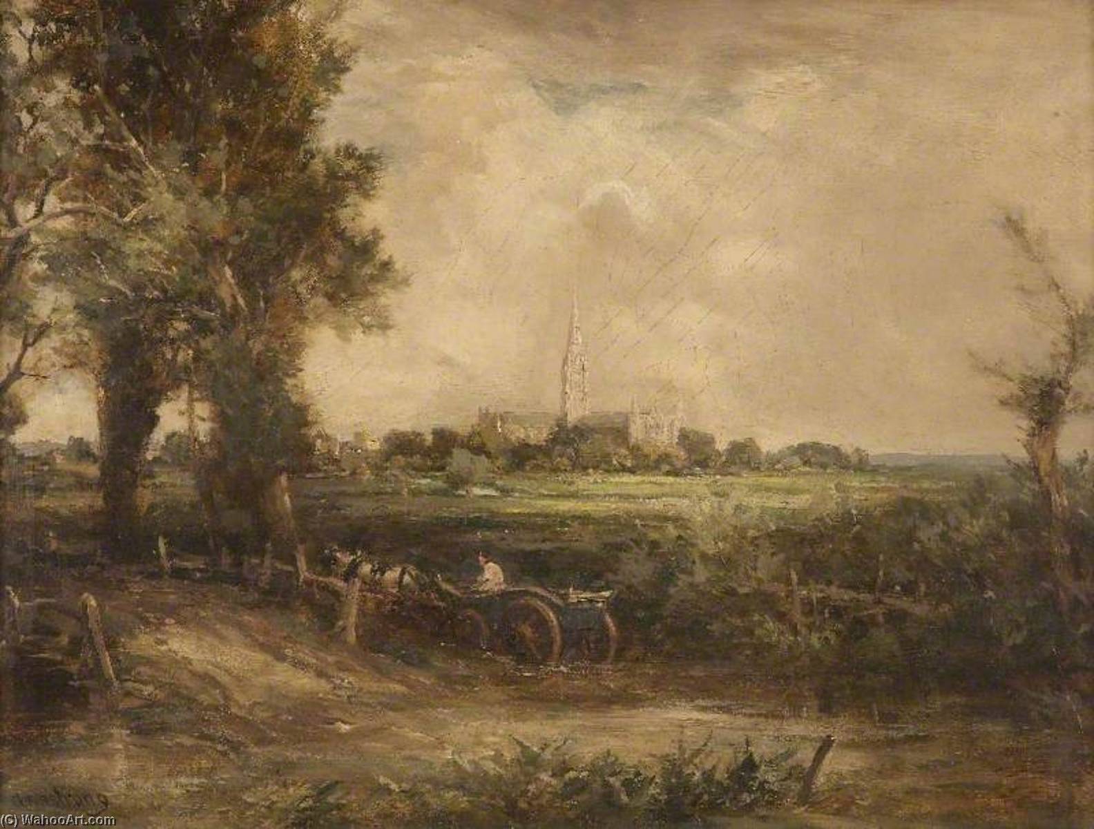 Wikioo.org - The Encyclopedia of Fine Arts - Painting, Artwork by Francis Abel William Taylor Armstrong - Salisbury Cathedral, Wiltshire
