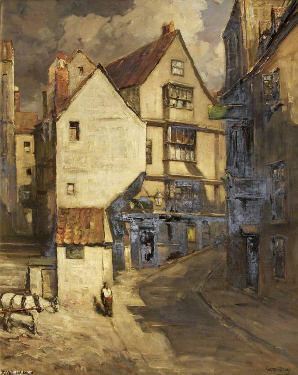 Wikioo.org - The Encyclopedia of Fine Arts - Painting, Artwork by Francis Abel William Taylor Armstrong - Houses in Steep Street