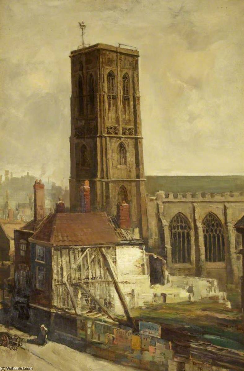 Wikioo.org - The Encyclopedia of Fine Arts - Painting, Artwork by Francis Abel William Taylor Armstrong - View of Temple Church