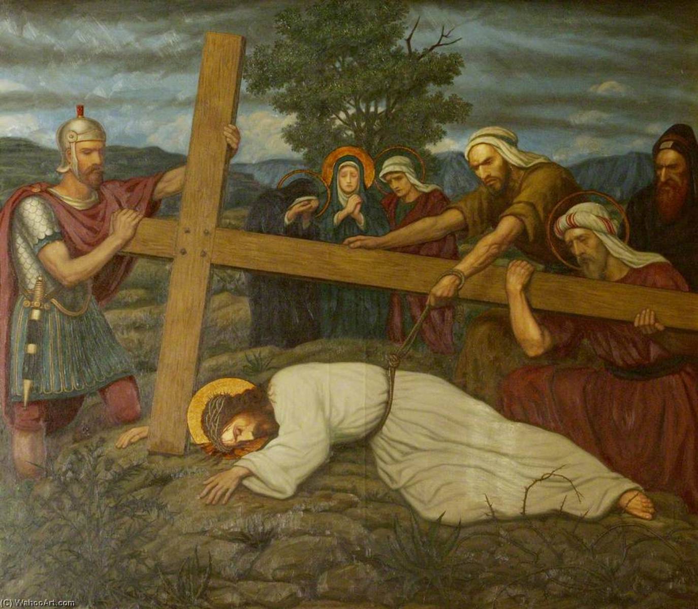 Wikioo.org - The Encyclopedia of Fine Arts - Painting, Artwork by Edward Arthur Fellowes Prynne - Jesus Falls the Third Time (part of ‘Stations of the Cross’)
