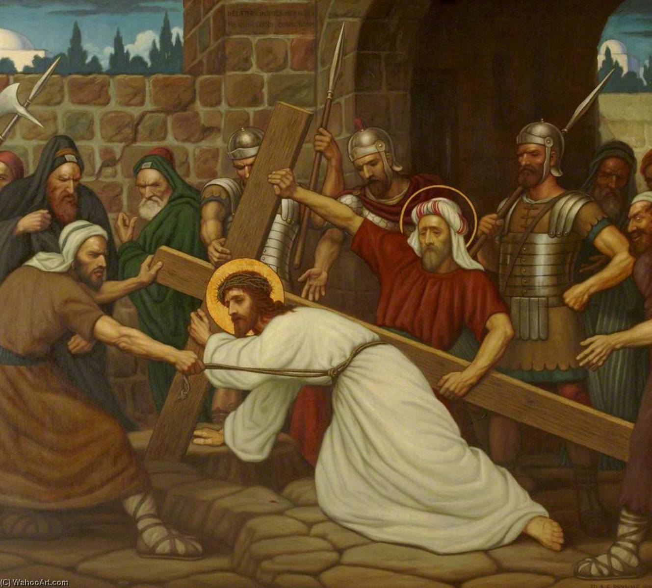Wikioo.org – L'Enciclopedia delle Belle Arti - Pittura, Opere di Edward Arthur Fellowes Prynne - Gesù cade la seconda volta ( parte ‘Stations del Cross’ )