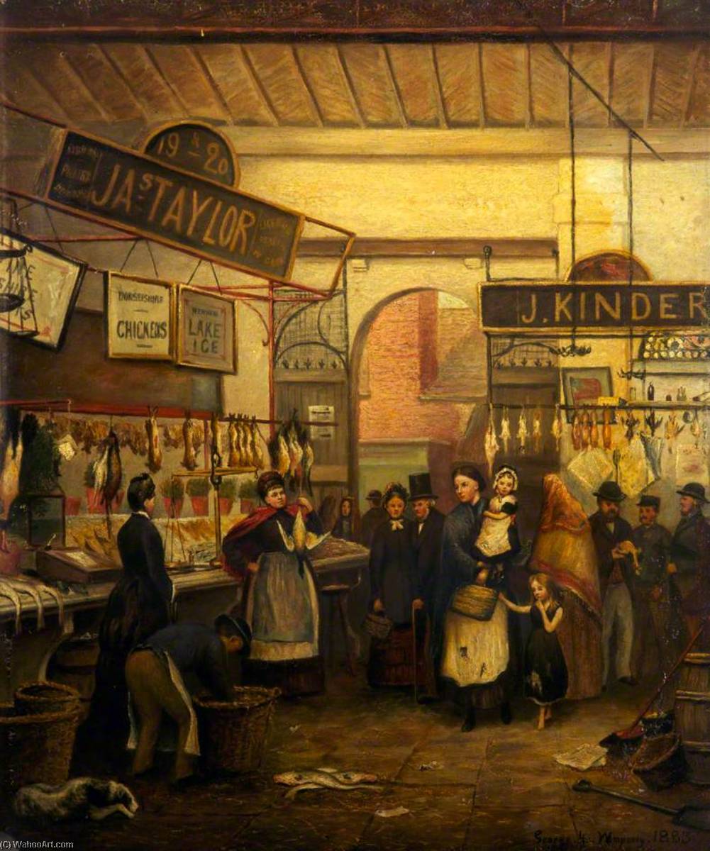 Wikioo.org - The Encyclopedia of Fine Arts - Painting, Artwork by George Henry Wimpenny - The Old Fish Market, Oldham, Lancashire