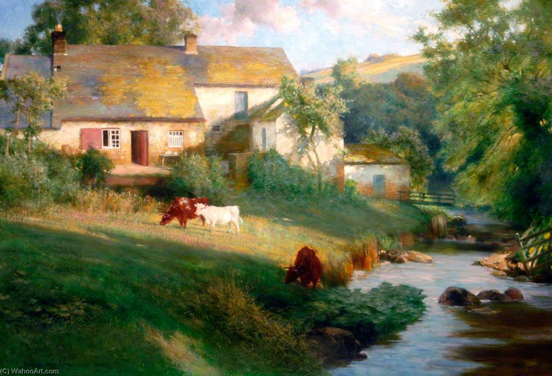Wikioo.org - The Encyclopedia of Fine Arts - Painting, Artwork by Thomas Eyre Macklin - Landscape by Ovingham, Northumberland