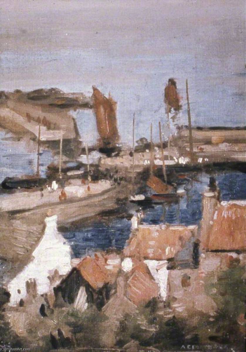 Wikioo.org - The Encyclopedia of Fine Arts - Painting, Artwork by Alfred Edward Borthwick - Stonehaven Harbour, Aberdeenshire