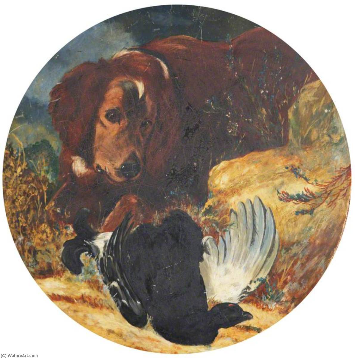 Wikioo.org - The Encyclopedia of Fine Arts - Painting, Artwork by Rosalie Chichester - Black Cock and a Setter