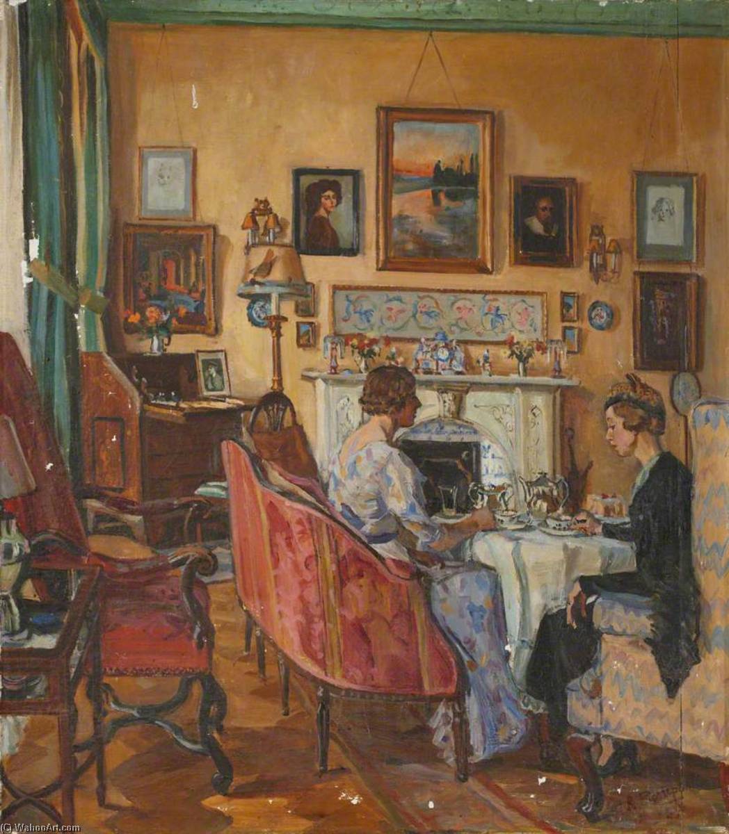 Wikioo.org - The Encyclopedia of Fine Arts - Painting, Artwork by Marie Louise Roosevelt Pierrepont - Ladies Taking Tea