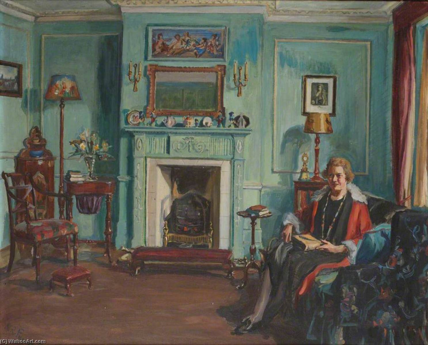 Wikioo.org - The Encyclopedia of Fine Arts - Painting, Artwork by Marie Louise Roosevelt Pierrepont - Portrait of a Lady in a Sitting Room