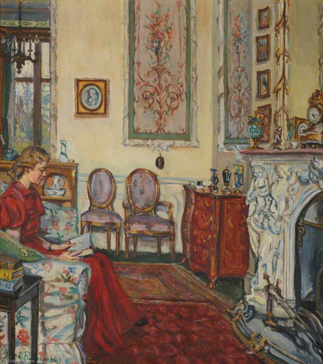 Wikioo.org - The Encyclopedia of Fine Arts - Painting, Artwork by Marie Louise Roosevelt Pierrepont - The White Drawing Room Tapestry Room, Thoresby Hall