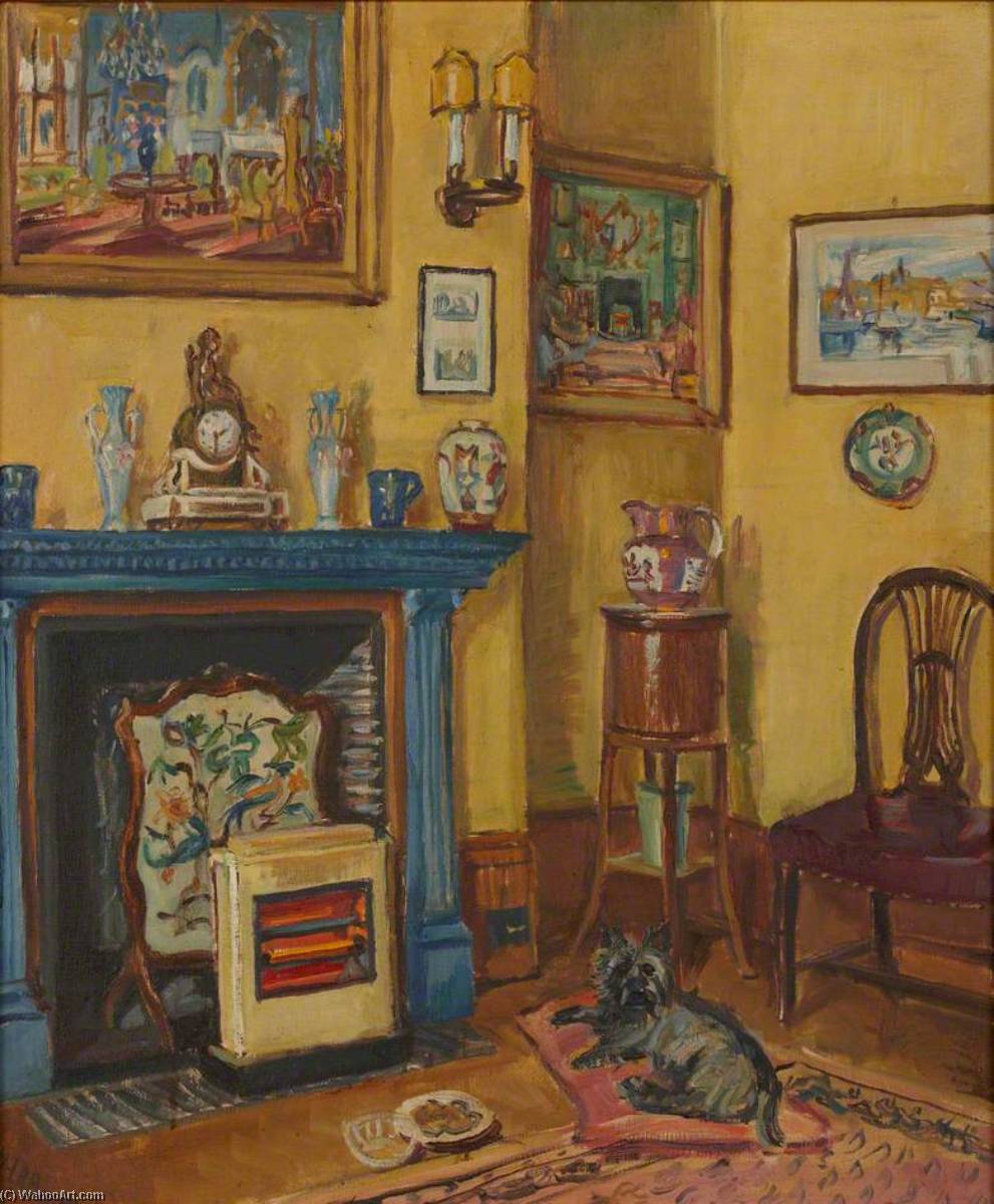 Wikioo.org - The Encyclopedia of Fine Arts - Painting, Artwork by Marie Louise Roosevelt Pierrepont - The Blue Mantlepiece
