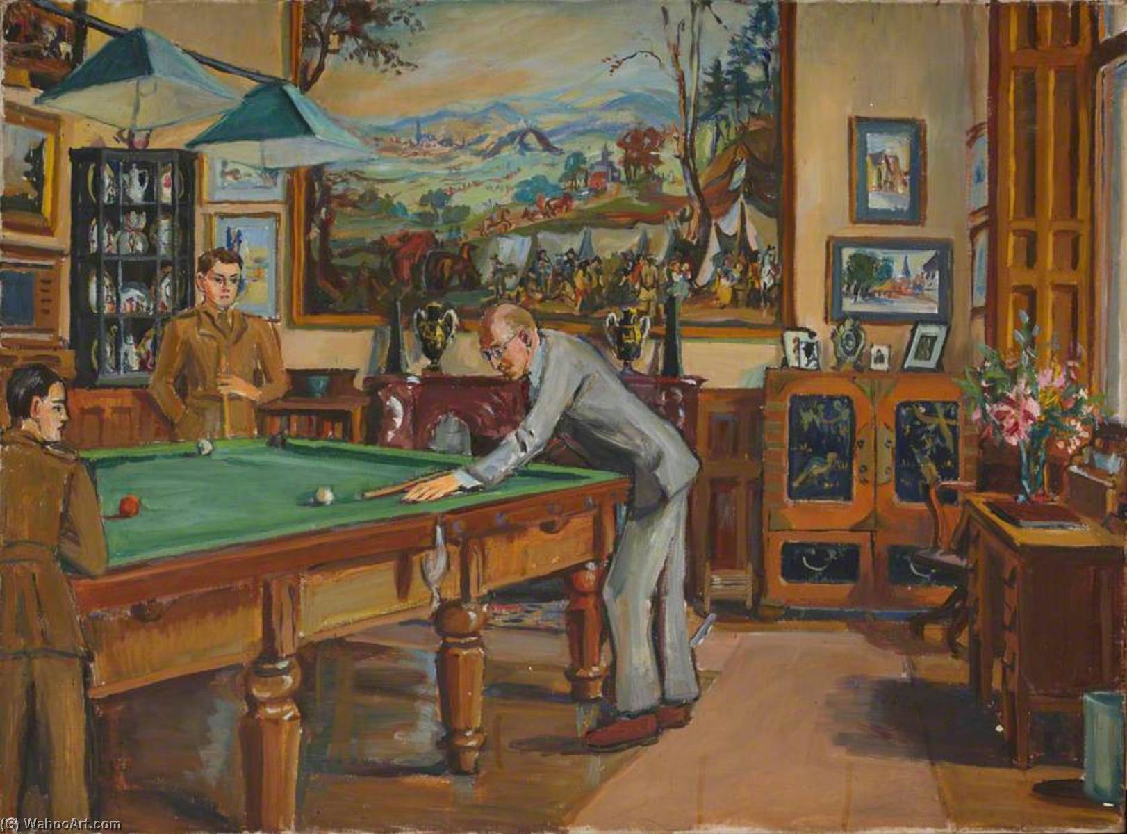 Wikioo.org - The Encyclopedia of Fine Arts - Painting, Artwork by Marie Louise Roosevelt Pierrepont - Billiard Room, Thoresby Hall