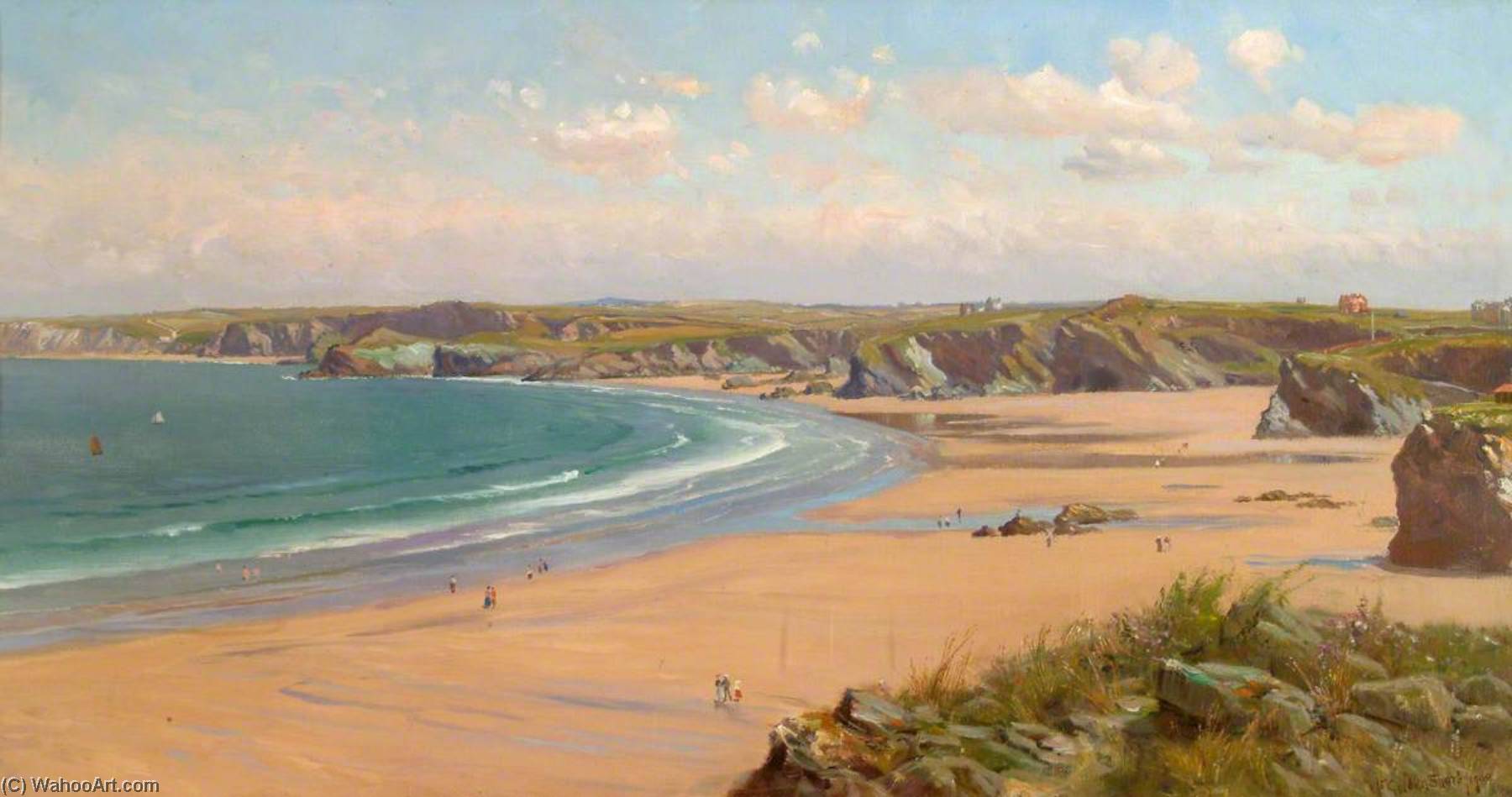 Wikioo.org - The Encyclopedia of Fine Arts - Painting, Artwork by Frederick Golden Short - Newquay, Cornwall