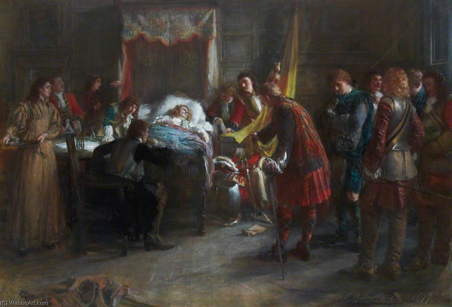 Wikioo.org - The Encyclopedia of Fine Arts - Painting, Artwork by George Ogilvy Reid - After Killiecrankie – The Death of Claverhouse