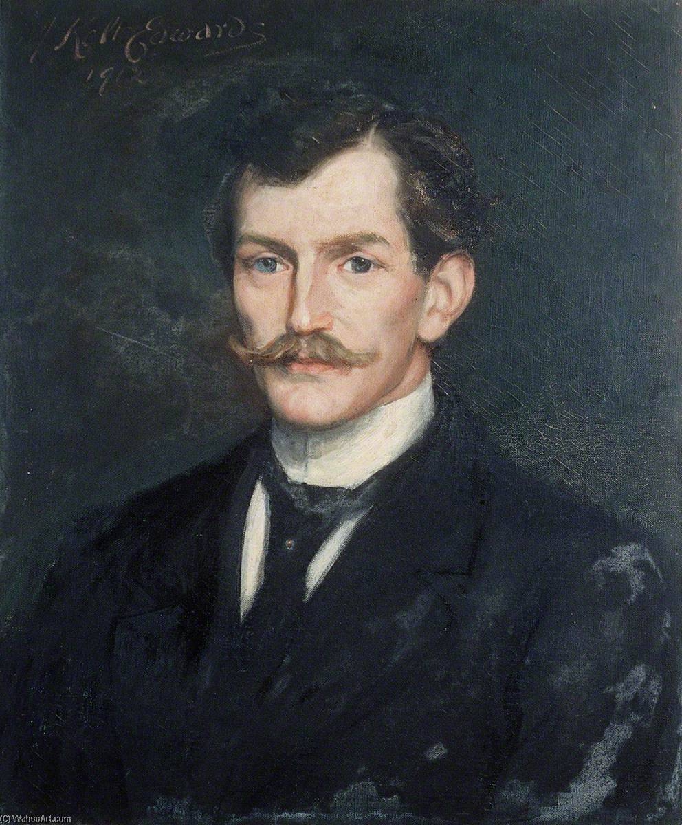 Wikioo.org - The Encyclopedia of Fine Arts - Painting, Artwork by John Kelt Edwards - Portrait of a Young Man with a Moustache