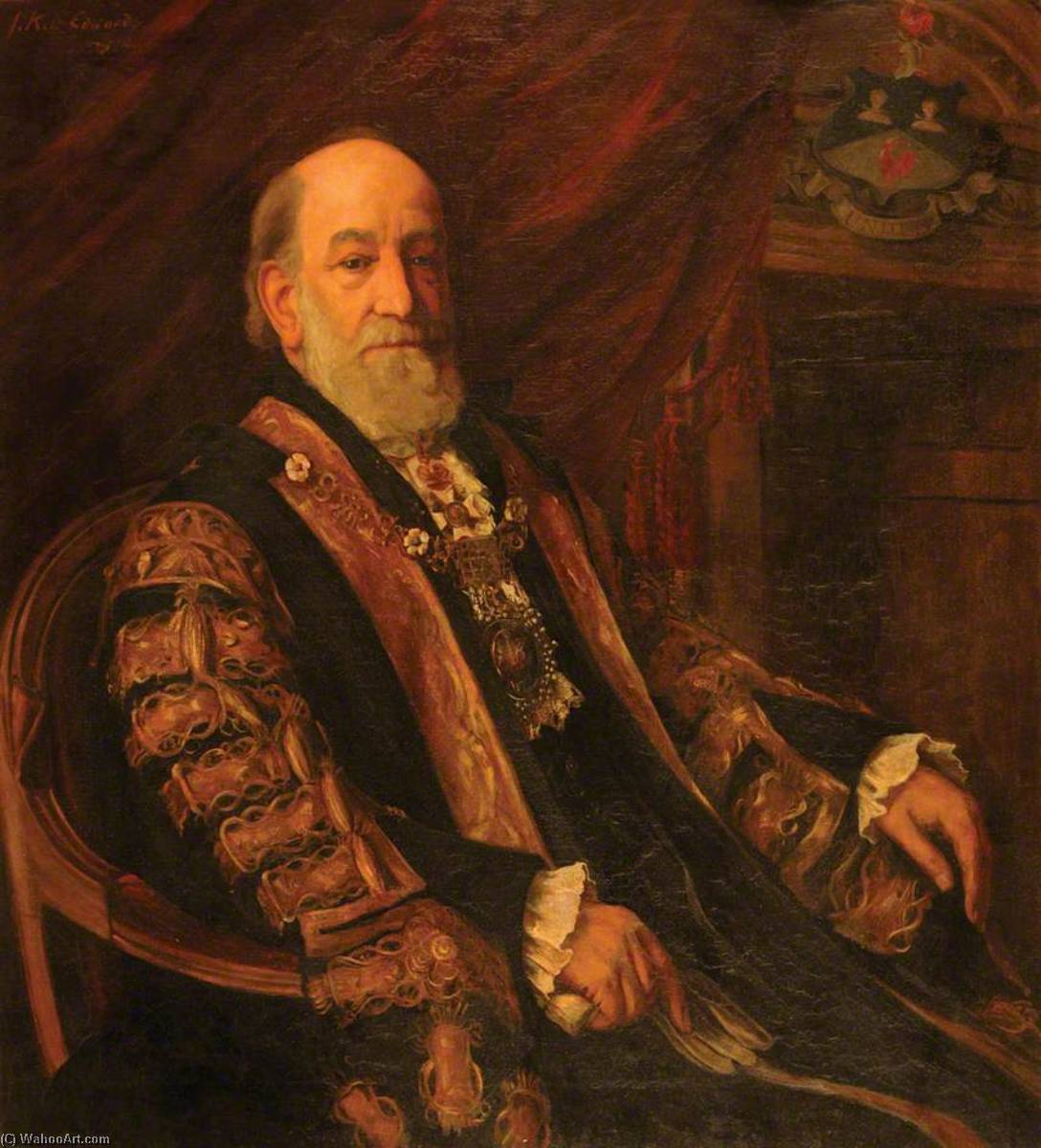 Wikioo.org - The Encyclopedia of Fine Arts - Painting, Artwork by John Kelt Edwards - Sir William Vaughan Morgan (1831–1916), Lord Mayor of London (1905)