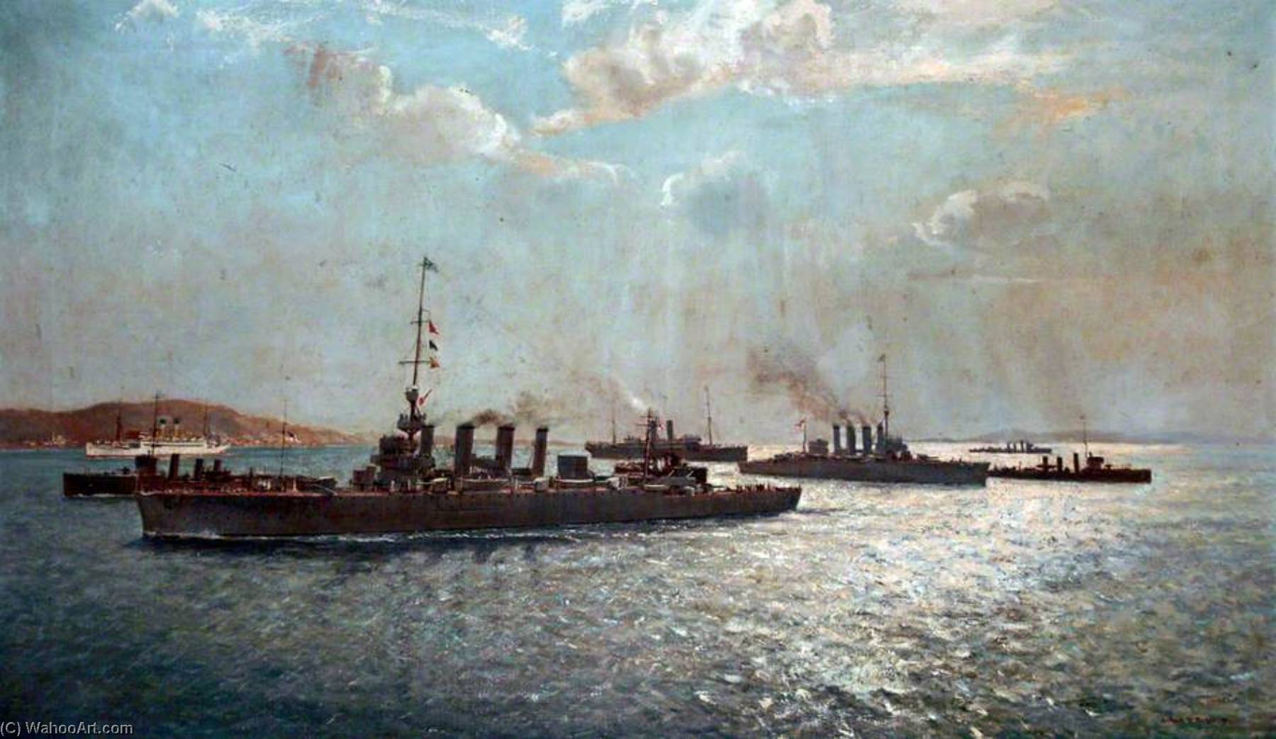 Wikioo.org - The Encyclopedia of Fine Arts - Painting, Artwork by Arthur James Wetherall Burgess - HMS 'Chester'