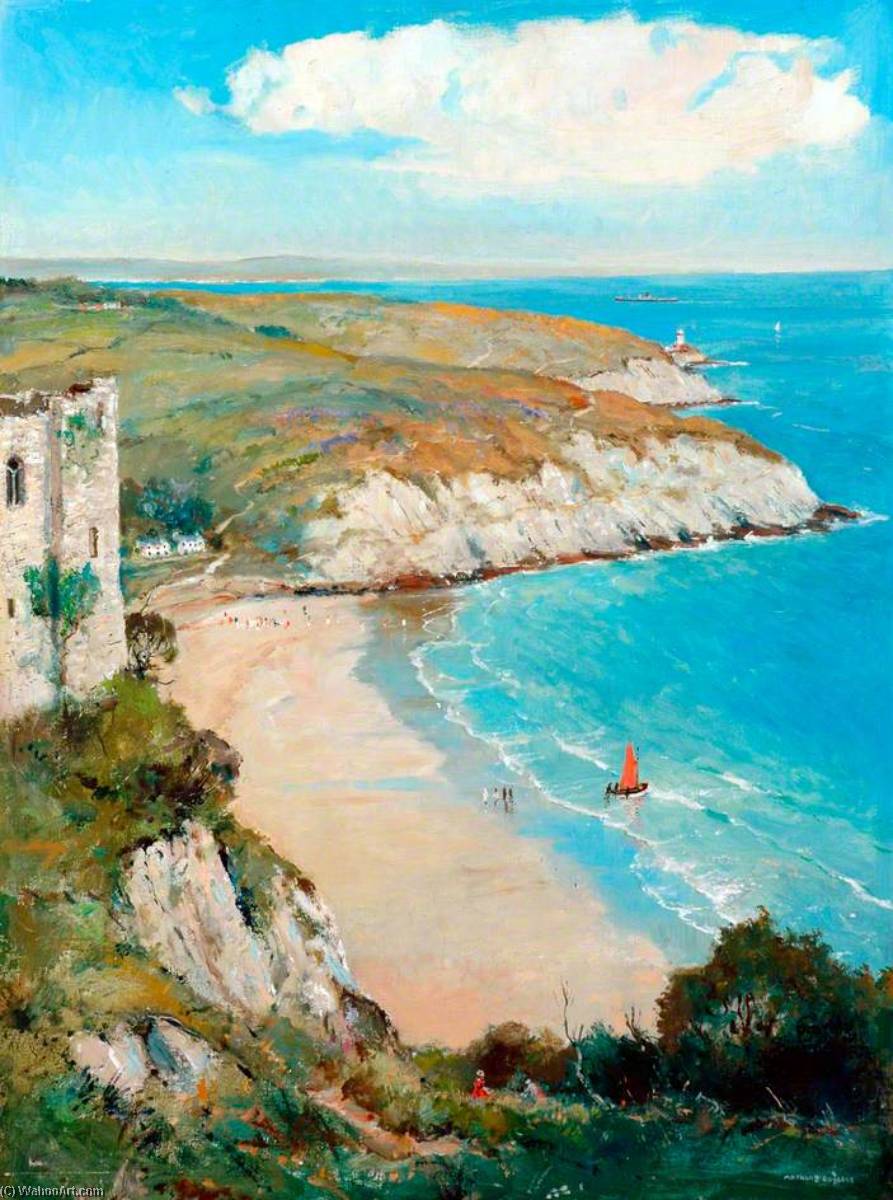Wikioo.org - The Encyclopedia of Fine Arts - Painting, Artwork by Arthur James Wetherall Burgess - Gower Coast (British Railways poster artwork)