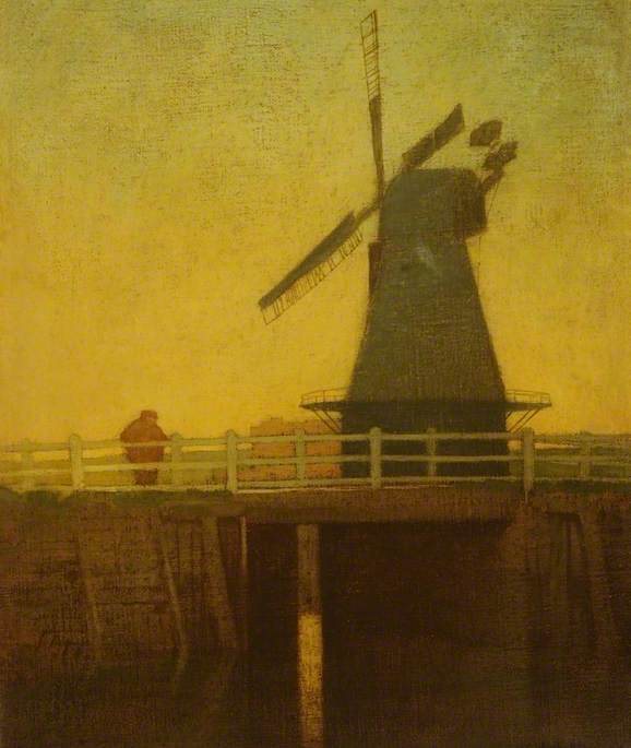 Wikioo.org - The Encyclopedia of Fine Arts - Painting, Artwork by Bertram Nicholls - The Windmill at Rye, East Sussex