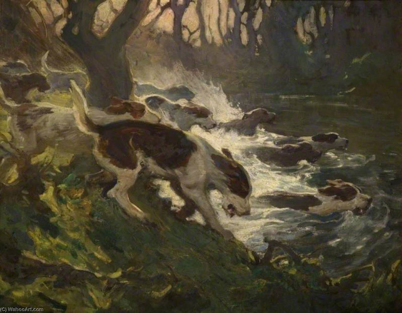 Wikioo.org - The Encyclopedia of Fine Arts - Painting, Artwork by Charles Walter Simpson - Otter Hunting