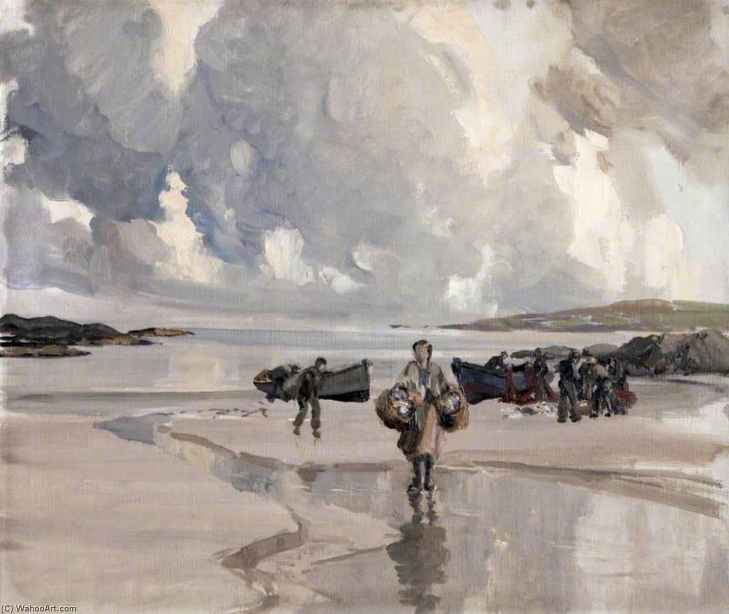 Wikioo.org - The Encyclopedia of Fine Arts - Painting, Artwork by James Humbert Craig - A Good Catch, County Donegal