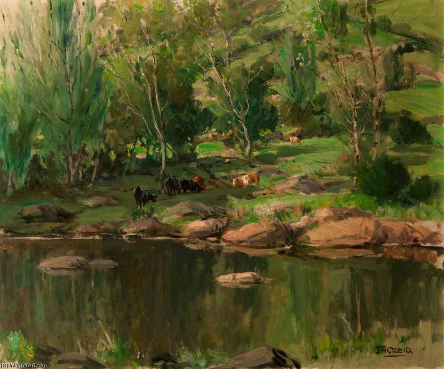 Wikioo.org - The Encyclopedia of Fine Arts - Painting, Artwork by James Humbert Craig - Beside Still Waters, Cushendun