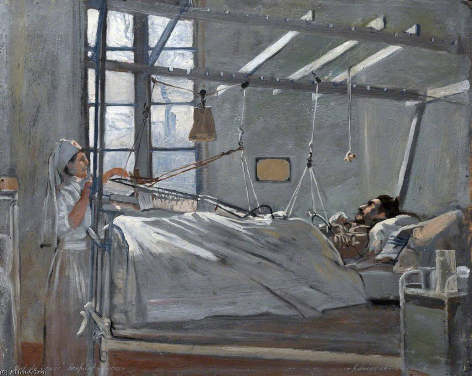 Wikioo.org - The Encyclopedia of Fine Arts - Painting, Artwork by John Hodgson Lobley - Val de Grâce Hospital, Paris Interior of a Ward
