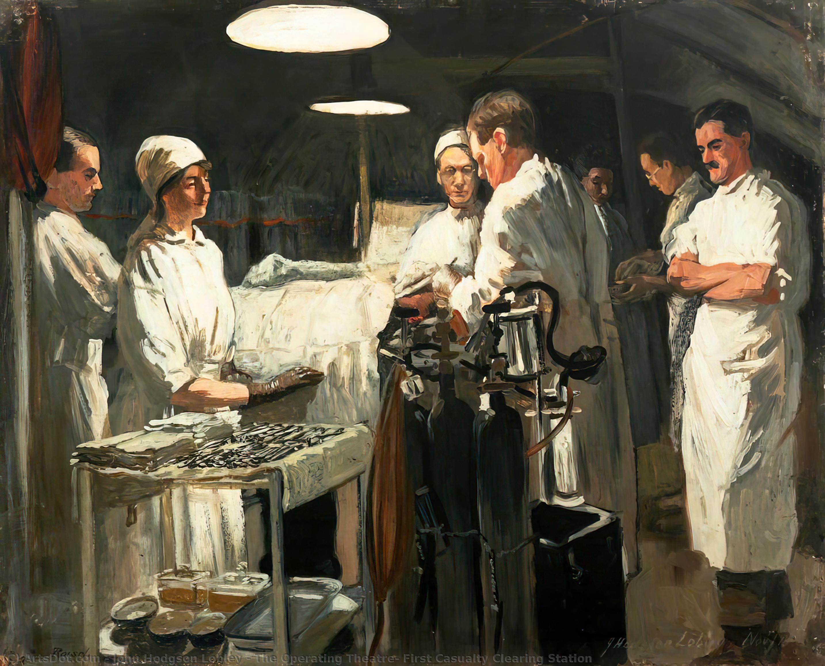 Wikioo.org - The Encyclopedia of Fine Arts - Painting, Artwork by John Hodgson Lobley - The Operating Theatre, First Casualty Clearing Station