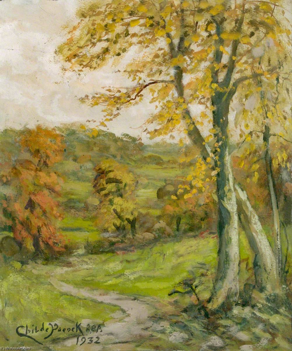 Wikioo.org - The Encyclopedia of Fine Arts - Painting, Artwork by Henry Childe Pocock - View from The Ridgeway to Totteridge, in Autumn