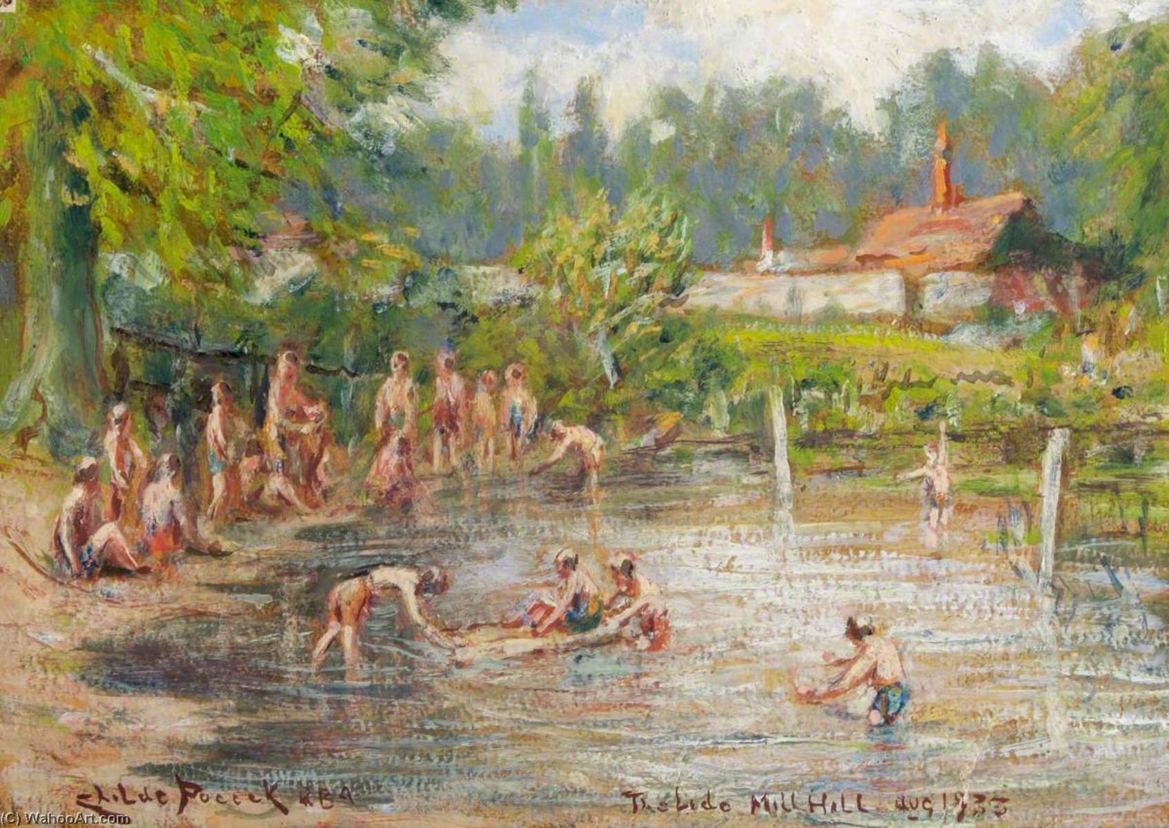 Wikioo.org - The Encyclopedia of Fine Arts - Painting, Artwork by Henry Childe Pocock - The Sheepwash (The Lido), The Ridgeway, Mill Hill