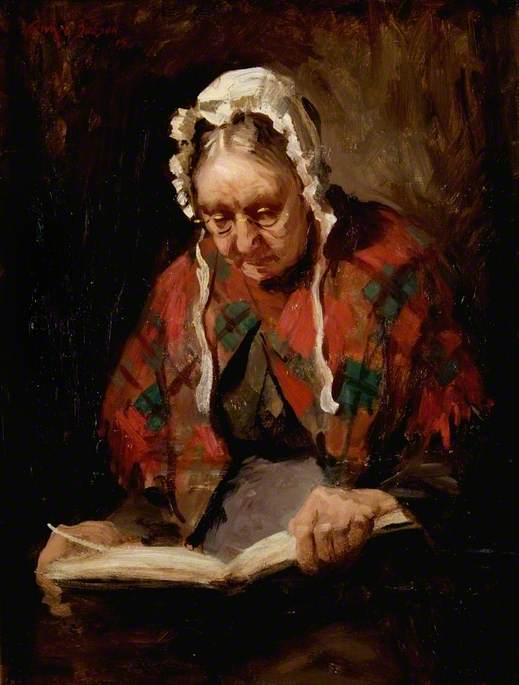 Wikioo.org - The Encyclopedia of Fine Arts - Painting, Artwork by Cowan Dobson - Old Lady Reading