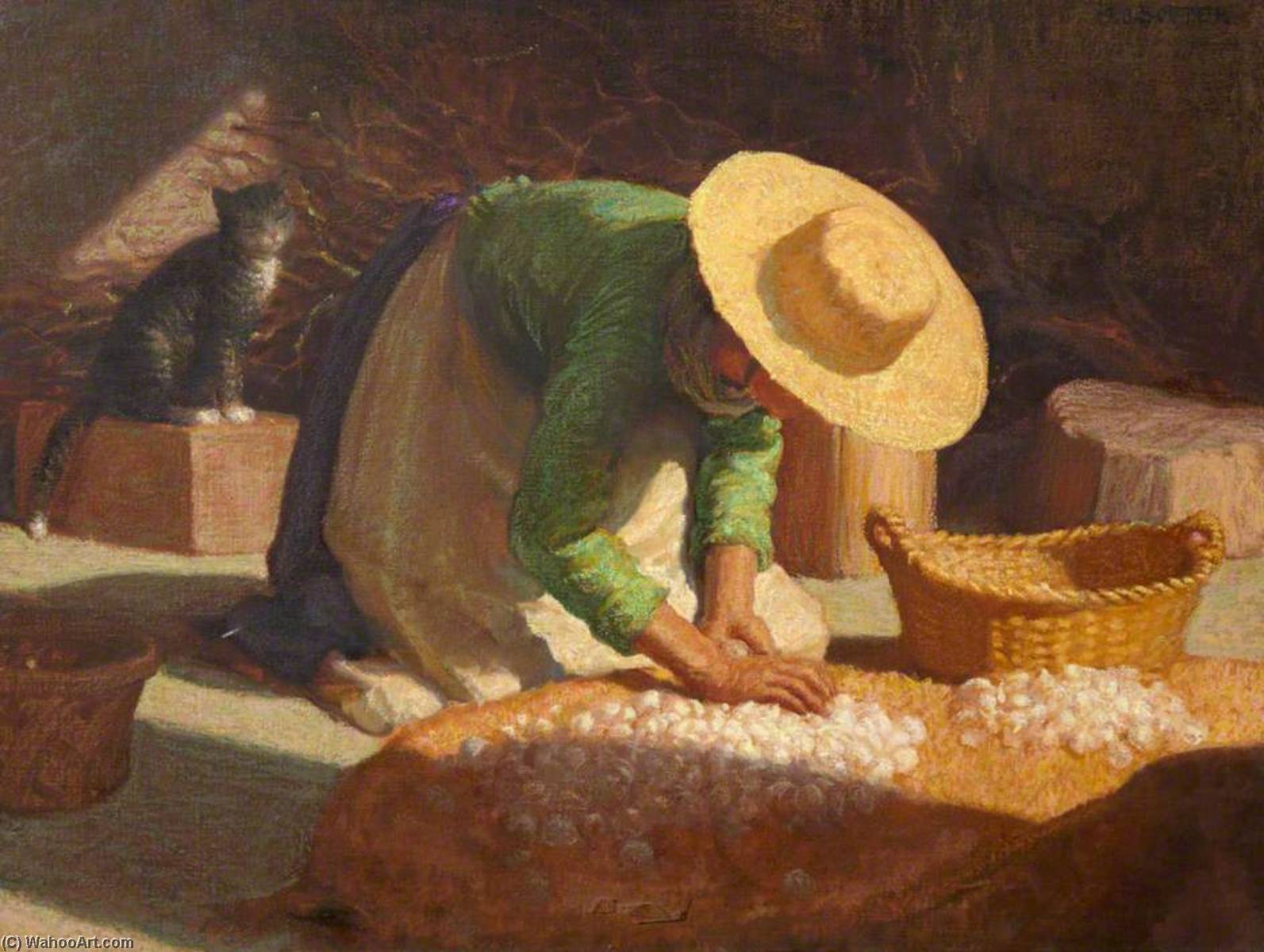Wikioo.org - The Encyclopedia of Fine Arts - Painting, Artwork by John Bulloch Souter - Sorting Garlic