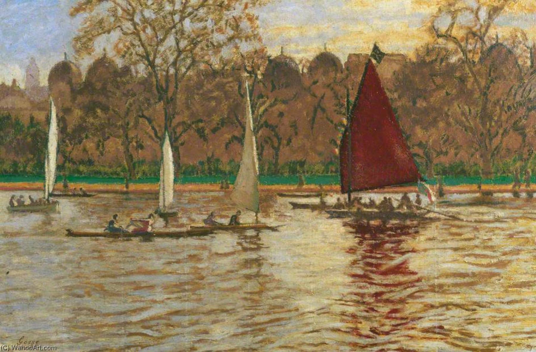 Wikioo.org - The Encyclopedia of Fine Arts - Painting, Artwork by Laura Sylvia Gosse - Regent's Park, the 'Jolly Roger' in the Home Water