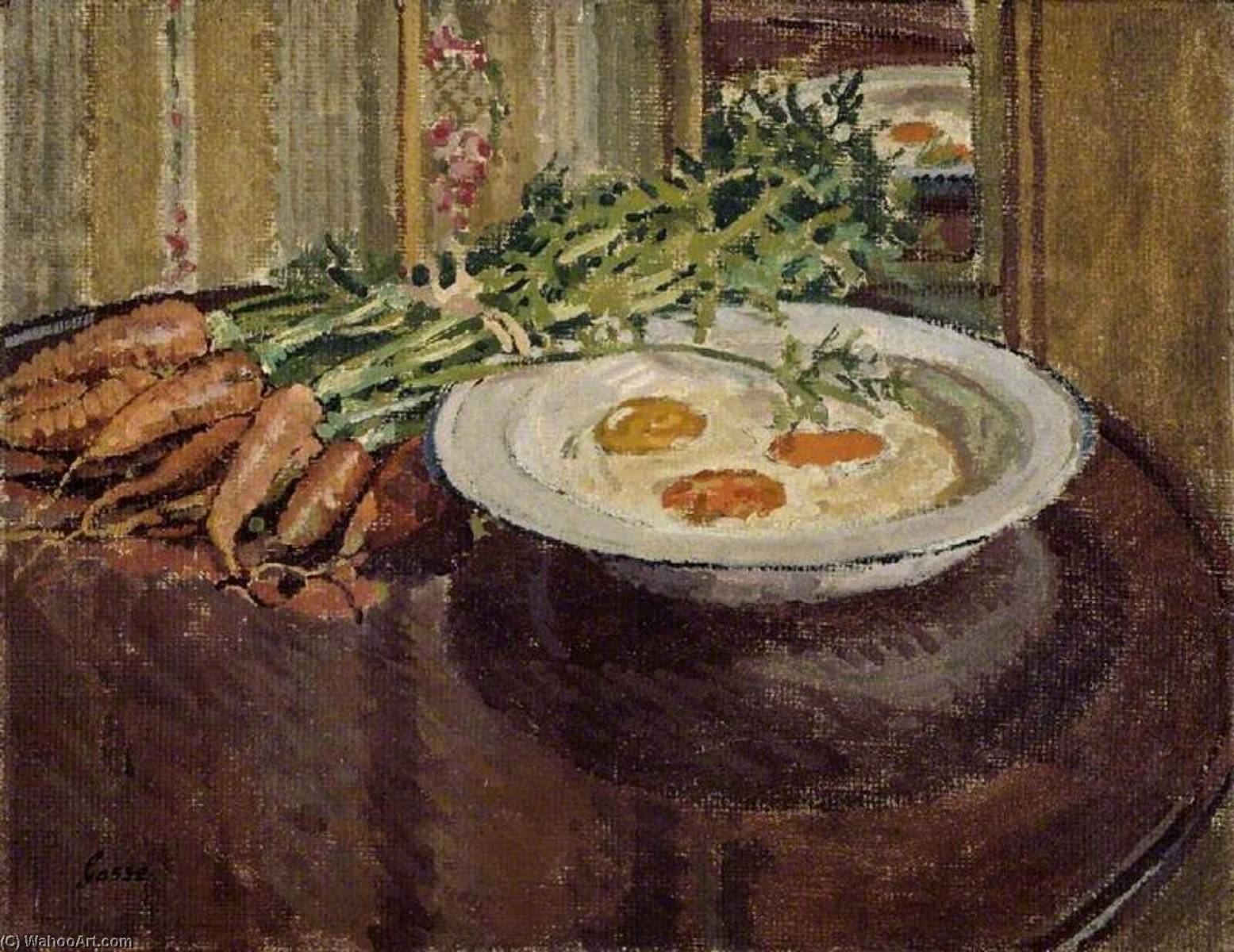 Wikioo.org - The Encyclopedia of Fine Arts - Painting, Artwork by Laura Sylvia Gosse - Still Life with Eggs and Carrots