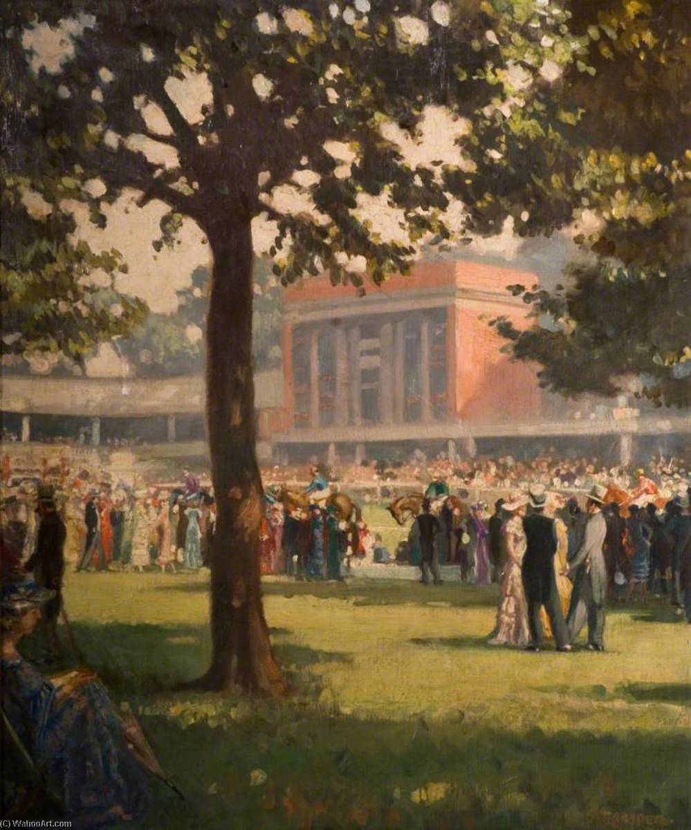 Wikioo.org - The Encyclopedia of Fine Arts - Painting, Artwork by Alfred Egerton Cooper - Ascot, the Paddock