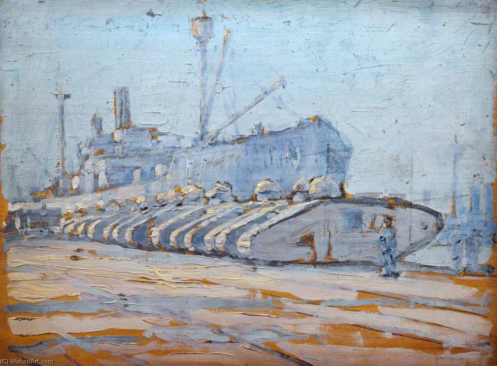 Wikioo.org - The Encyclopedia of Fine Arts - Painting, Artwork by Cecil Constant Philip Lawson - A Line of Tanks