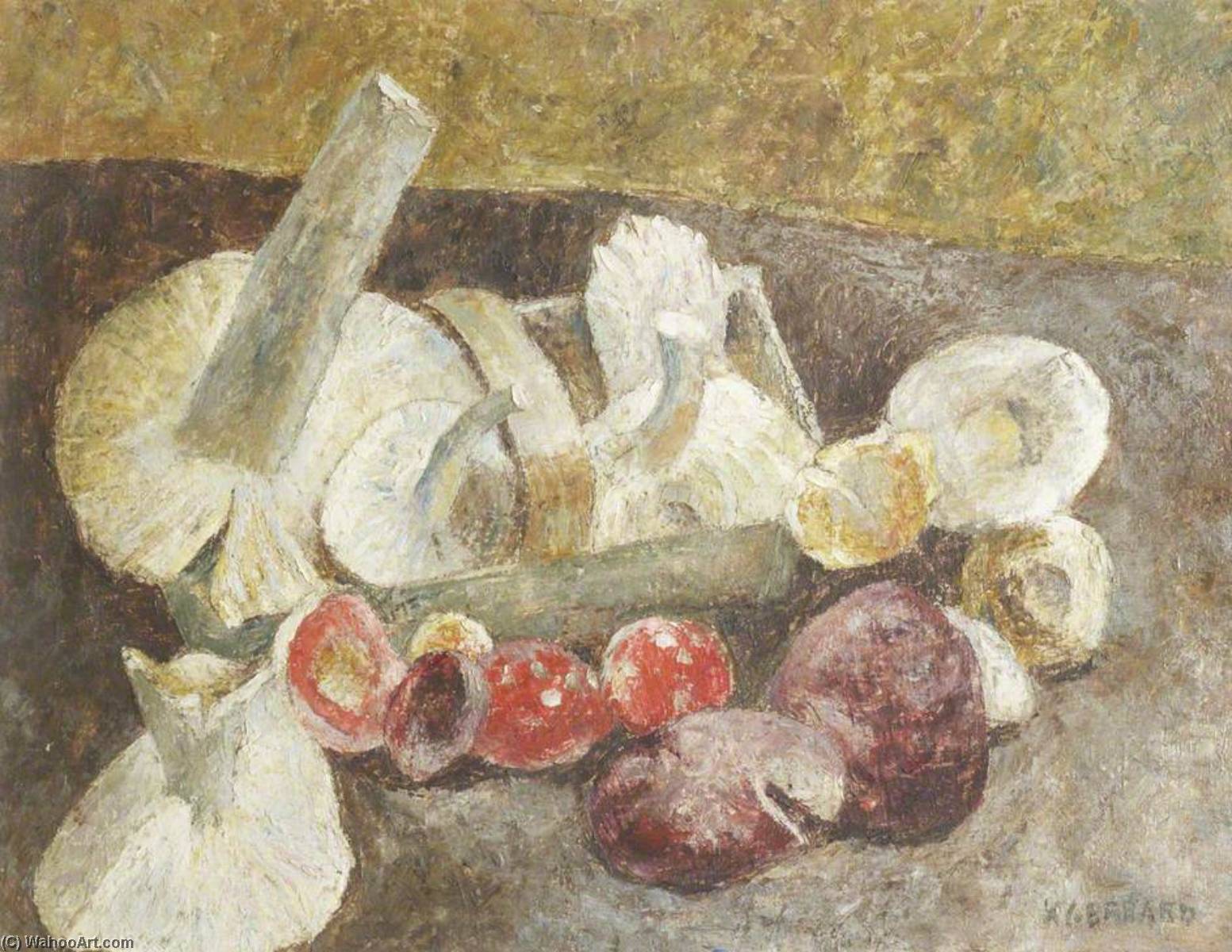 Wikioo.org - The Encyclopedia of Fine Arts - Painting, Artwork by Kaff Gerrard - Still Life with Fungi in Basket