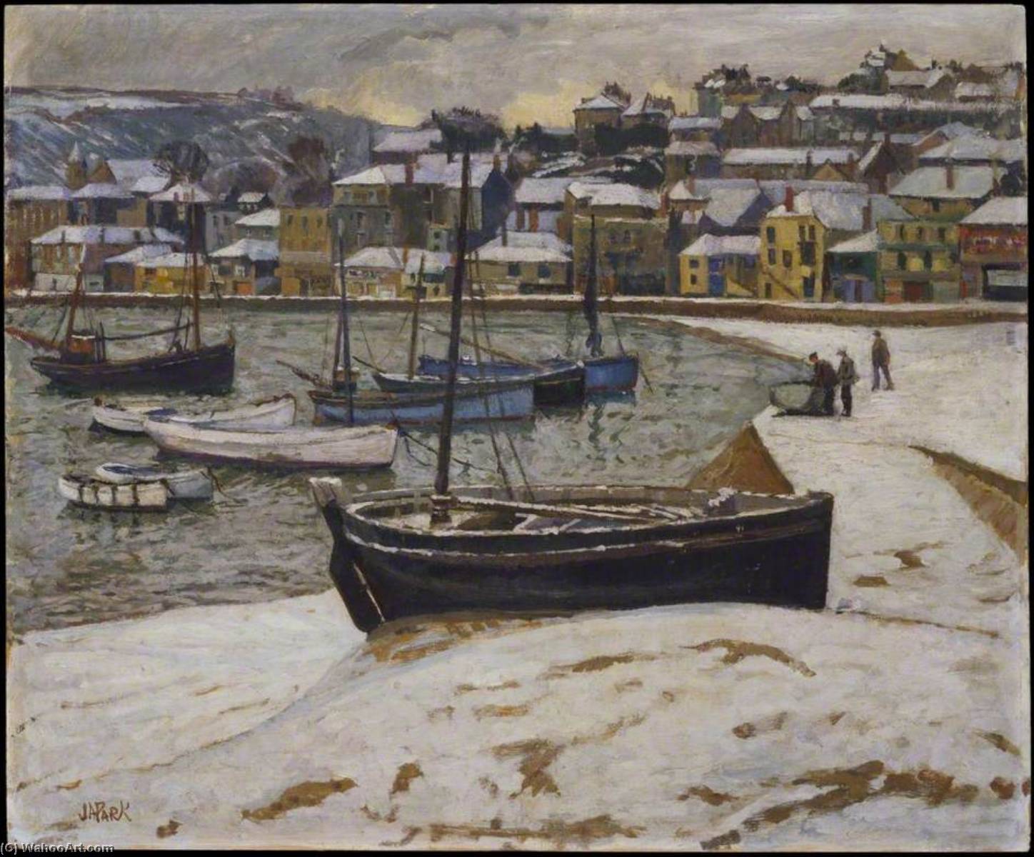 Wikioo.org - The Encyclopedia of Fine Arts - Painting, Artwork by John Anthony Park - Snow in the Harbour of St Ives
