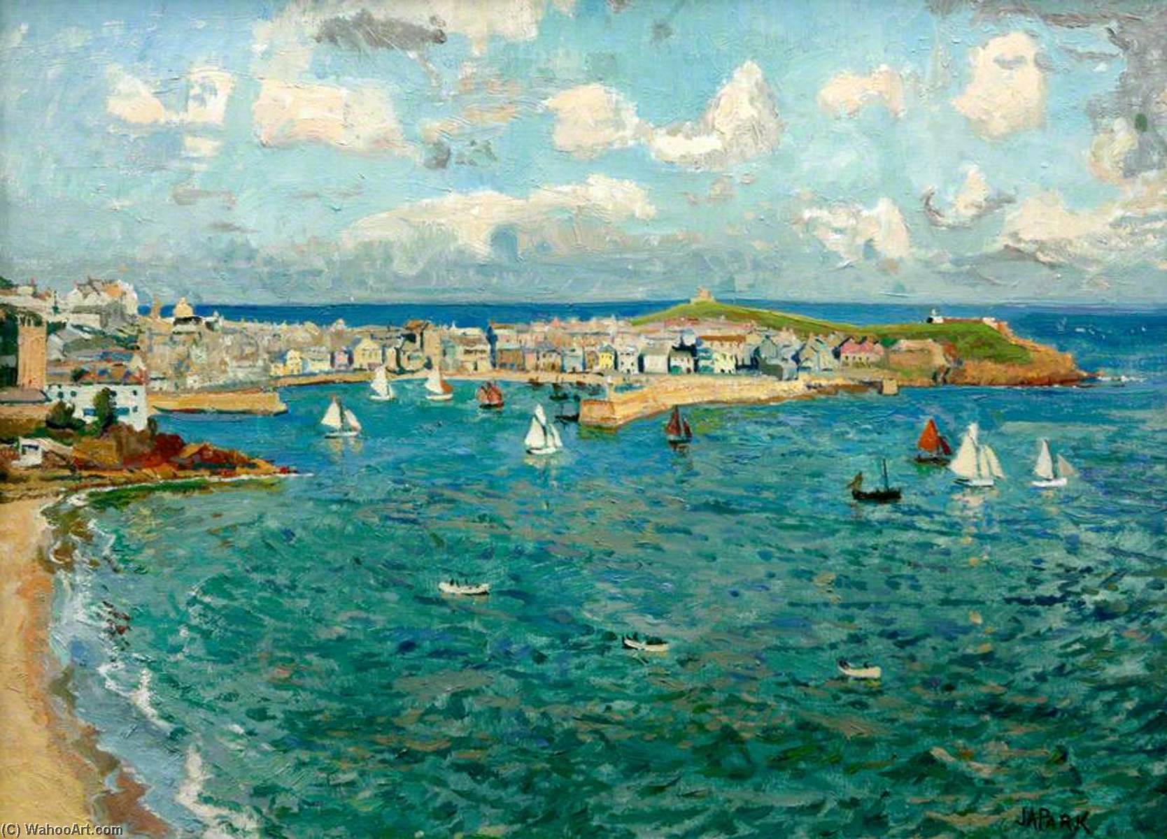 Wikioo.org - The Encyclopedia of Fine Arts - Painting, Artwork by John Anthony Park - St Ives Harbour (to commemorate the visit of HMS 'Howe' to St Ives, July 1947)