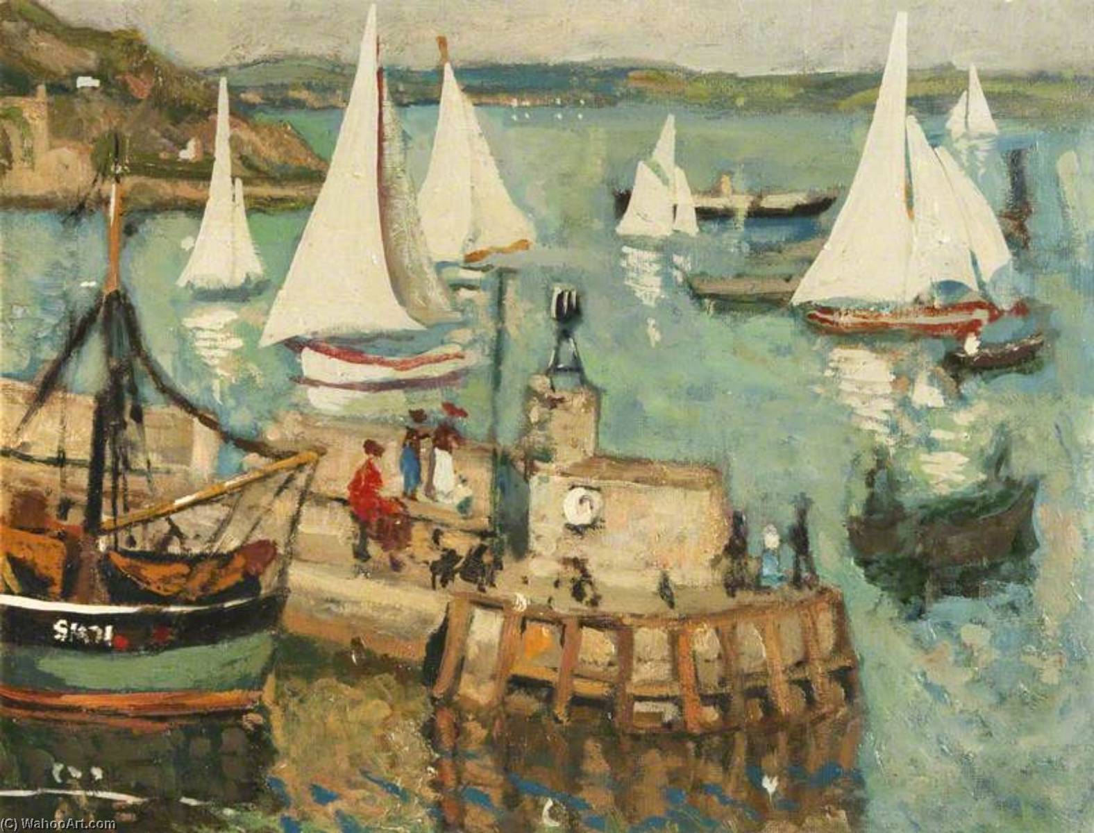 Wikioo.org - The Encyclopedia of Fine Arts - Painting, Artwork by John Anthony Park - Harbour Scene with Yachts