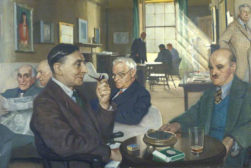 Wikioo.org - The Encyclopedia of Fine Arts - Painting, Artwork by William Oliphant Hutchison - The Smoking Room, the Scottish Arts Club
