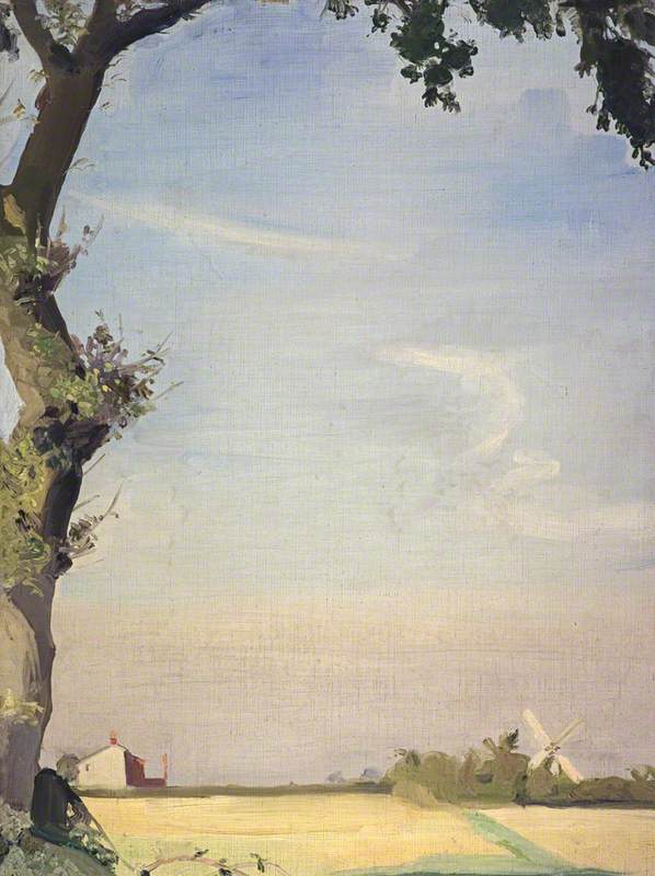 Wikioo.org - The Encyclopedia of Fine Arts - Painting, Artwork by William Oliphant Hutchison - Oak Tree and Windmill